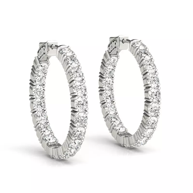 14K White Gold Endless Diamond Hoop Earrings (3 3/5 ct. tw.)